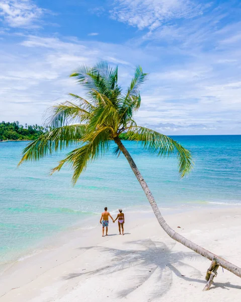 Drohnenblick Einem Tropischen Strand Mit Palmen Auf Der Insel Koh — Stockfoto