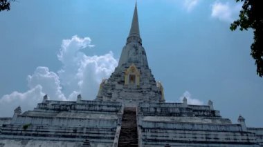 Wat Phu Khao Thong chedi in Ayutthaya, Thailand. White pagoda