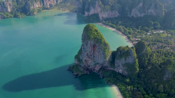 Railay Beach Krabi Thailand Tropical Beach Railay Krabi Panoramic View — стокове відео