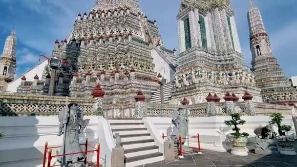 Wat Arun Temple Bangkok Thailand Hot Day August — Wideo stockowe