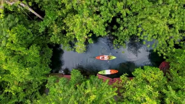 Couple Kayak Jungle Krabi Thailand Men Women Kayak Tropical Jungle — Stock videók