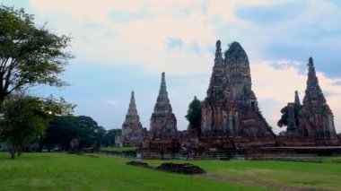 Ayutthaya, Thailand at Wat Chaiwatthanaram during sunset in Ayutthaya Thailand