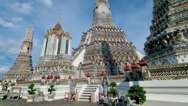 Wat Arun Temple Bangkok Thailand Hot Day August — 图库视频影像