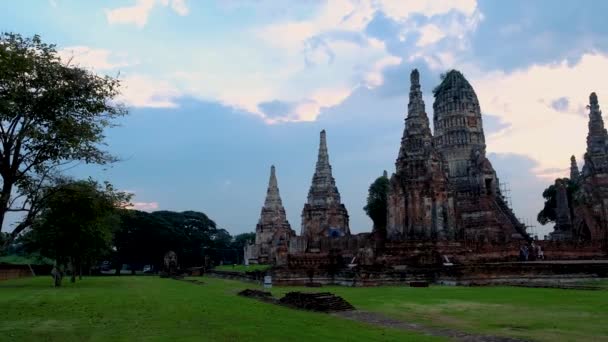 Ayutthaya Thailand Wat Chaiwatthanaram Sunset Ayutthaya Thailand — Vídeo de Stock