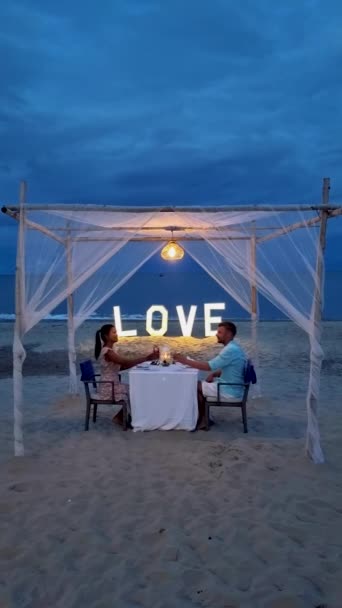 Romantická Večeře Pláži Huahin Thajsko Večeře Při Svíčkách Hua Hin — Stock video