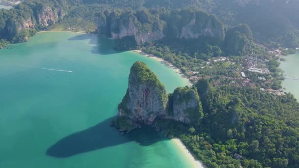 Railay Beach Krabi Thailand Tropical Beach Railay Krabi Panoramic View — Stock video