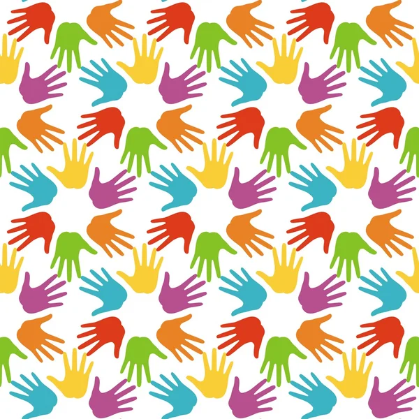 Seamless pattern with colored hands — Stock Vector