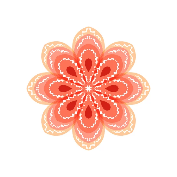 Flor roja con motivos decorativos . — Vector de stock