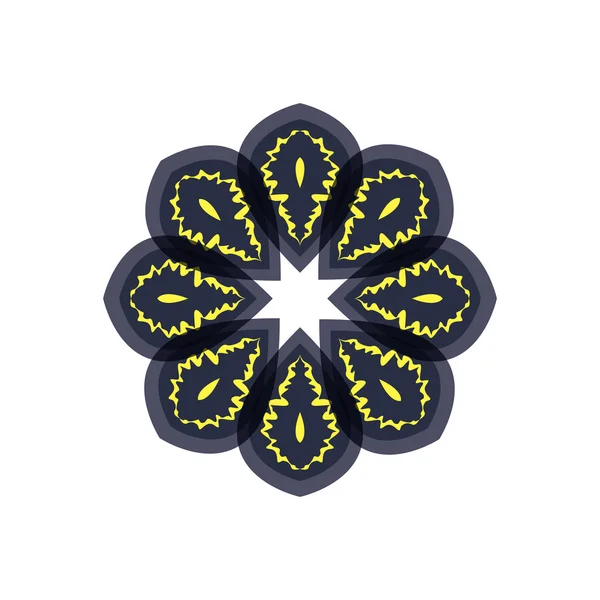 Blomma. med mönster av gul-blå Royaltyfria illustrationer