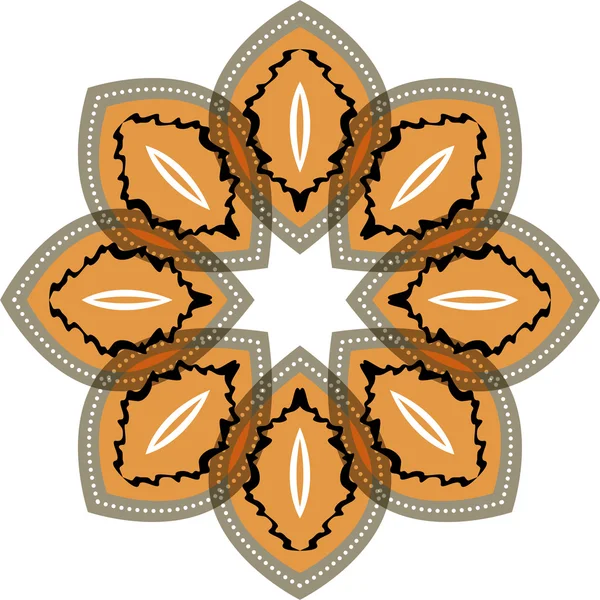 Fleur orange et marron, pétales à motifs . — Image vectorielle