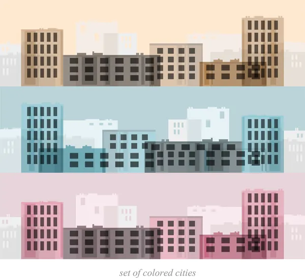 Městské domy, mraky set, barva Vektorová Grafika