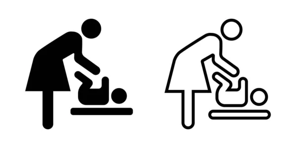 Mutter Und Baby Zimmer Zeichen Symbol — Stockvektor