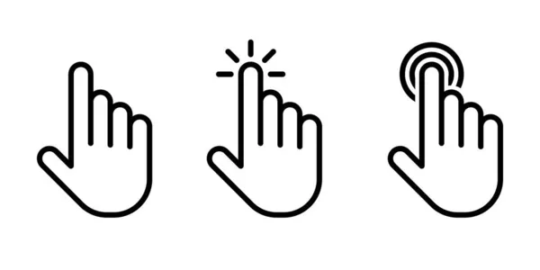 Cursor Hand Icon Set Line Style — стоковый вектор