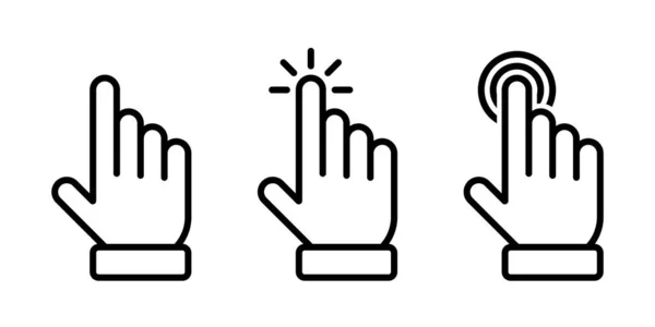 Cursor Hand Icon Set Line Style — Stock Vector
