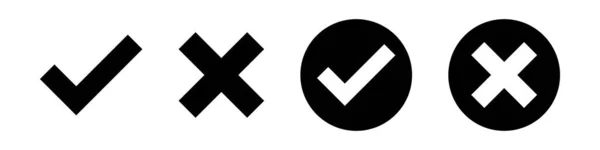 Marca Verificación Icono Conjunto Diseño Simple — Vector de stock