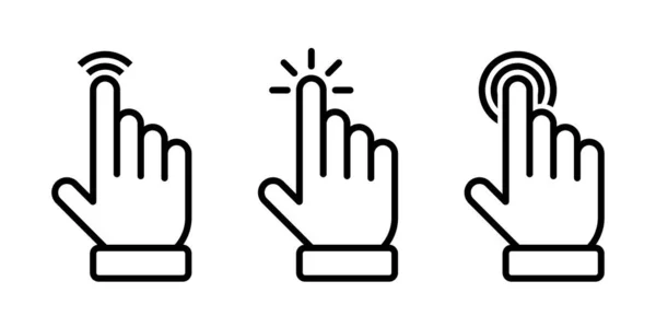 Cursor Hand Pictogram Set Lijn Stijl — Stockvector