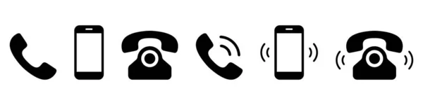 Klingeltelefone Icon Set Einfaches Design — Stockvektor