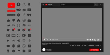 Youtube tasarım simgesi ve pencere seti