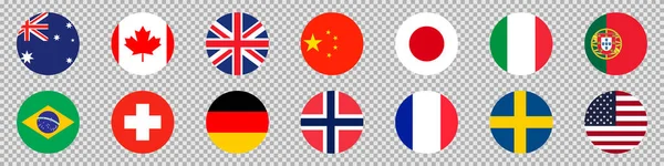 Países Bandeira Sinal Ícone Definido —  Vetores de Stock