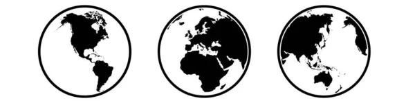 Weltkarte Globus Icon Set — Stockvektor