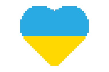 Piksel kalp Ukrayna simgesi basit tasarım