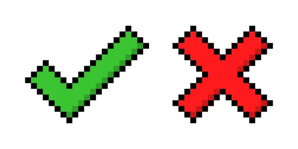 Comprobar Marca Pixel Icono Conjunto — Archivo Imágenes Vectoriales