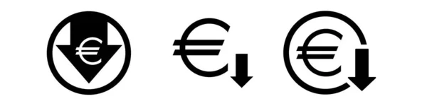 Euro Ensemble Icône Signe Vers Bas — Image vectorielle