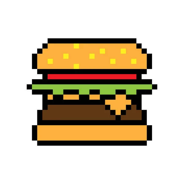 Burger Pixel Icon Simple Design — Stock Vector