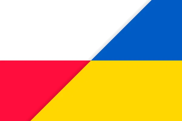 Poland Ukraine Flags Background — Vetor de Stock