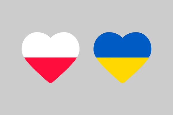 Poland Ukraine Heart Flag — Vetor de Stock