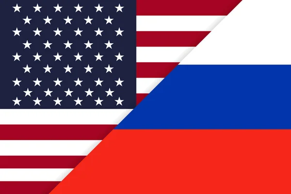 Estados Unidos Rusia Banderas — Vector de stock