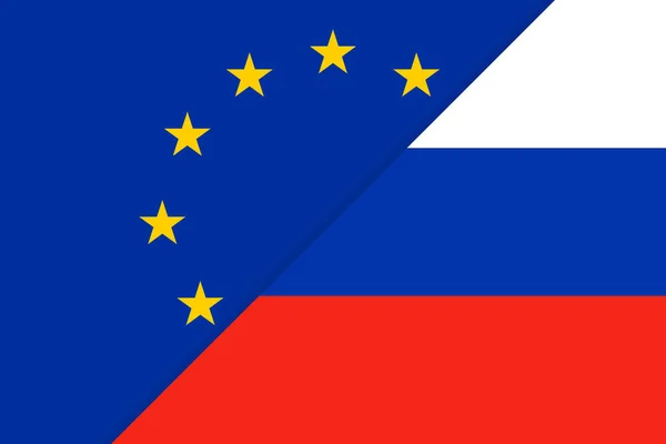 Banderas Unión Europea Rusia — Vector de stock