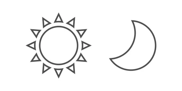 Ikony Linii Słońca Księżyca — Wektor stockowy