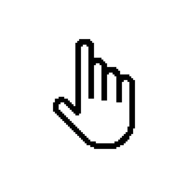 Pixel Cursor Mano Icono Símbolo — Archivo Imágenes Vectoriales