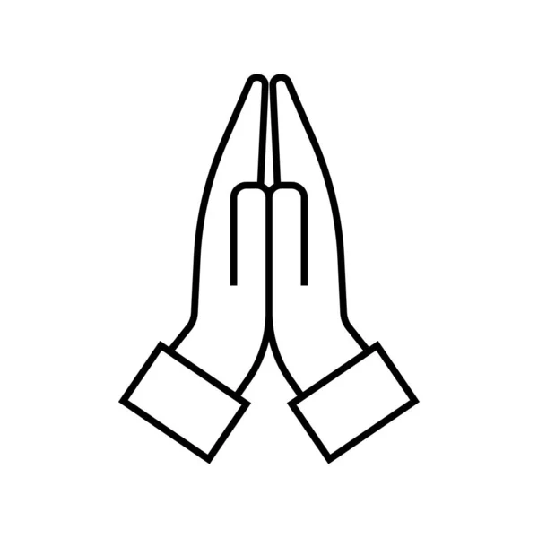 Gebed Handen Pictogram Lijn Stijl Christelijke Icoon — Stockvector