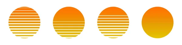 Retro Sunset Icon Set Simple Design — 图库矢量图片