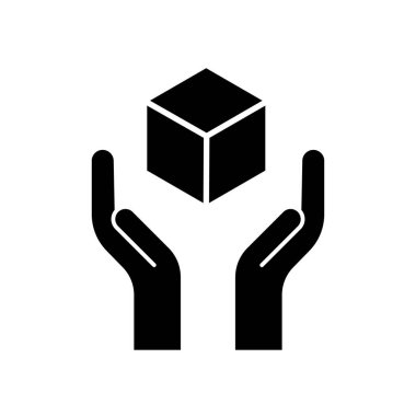 Kutu ikonlu eller. Teslimat simgesi