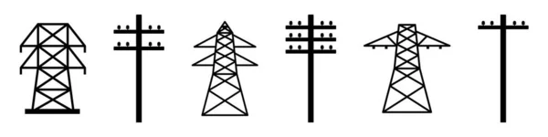 Ícones Conceito Infraestrutura Pólo Eletricidade —  Vetores de Stock