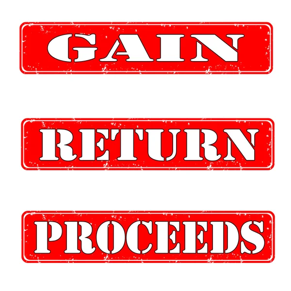 Gain, return, proceeds stamps — Stock Vector