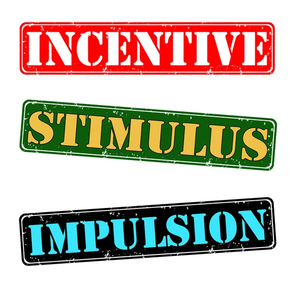 Incentive, stimulus, impulsion stamps — Stock Vector