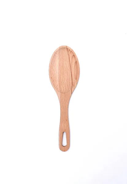 Wooden Spoon Close White Background Isolate — Stock Photo, Image