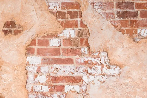 Old Brick Wall Plaster Brick Background Red White Wall Background — Stock Photo, Image