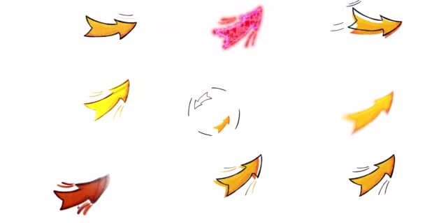 Набір Анімованих Стрілок Стиль Каракулі Малюнок Рук Білому Ізольованому Фоні — стокове відео