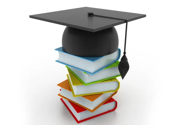 Graduation cap with book — Stock Photo, Image