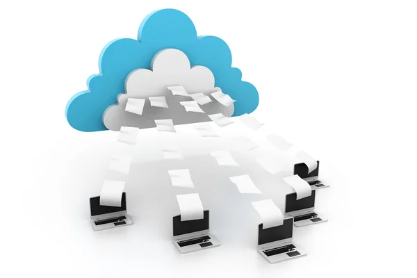 Cloud computing met gegevens overbrengen — Stockfoto