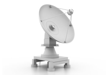 Beyaz arka planda radyo teleskop