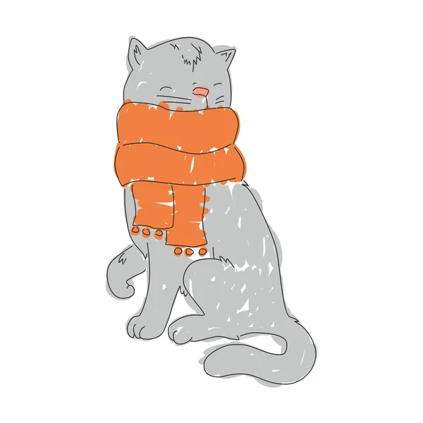 Gato gordo usando una bufanda — Archivo Imágenes Vectoriales