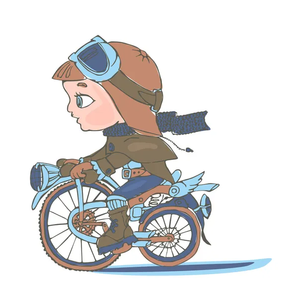 骑一辆摩托车上的宝贝 矢量图形