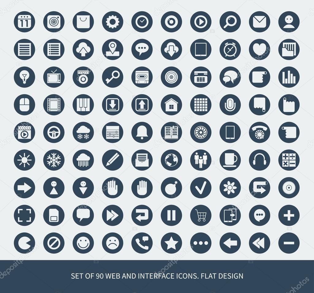 Set of 90 web and mobile icons for business, finance and communication