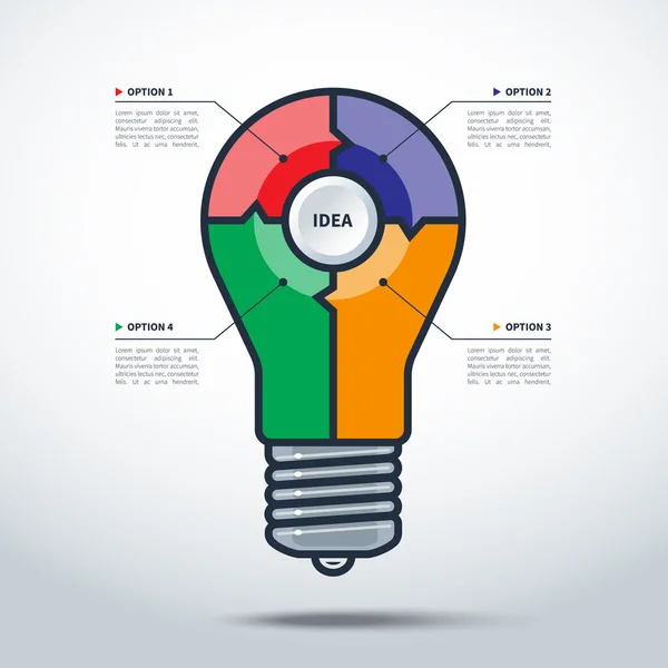 Современный шаблон инфографики Creative Light Bulb Style — стоковый вектор